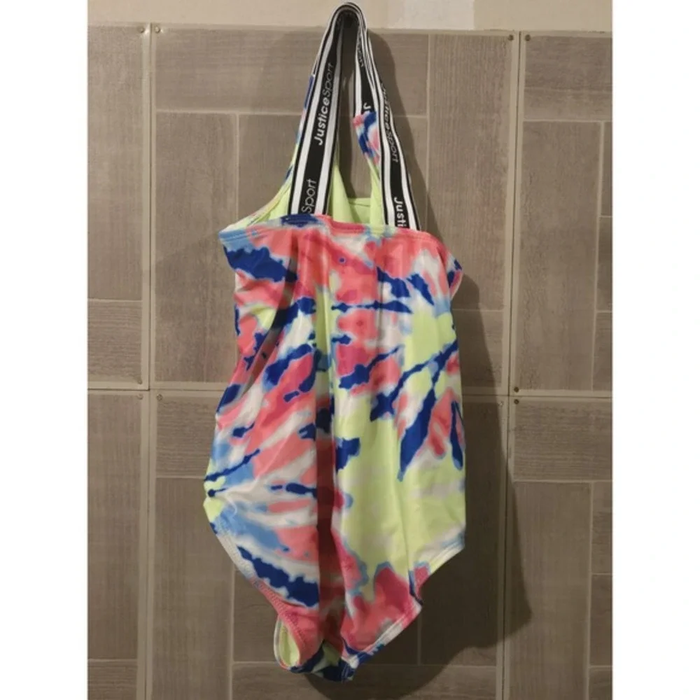 Justice Sport One Piece Swim‎ Suit Girls Size Small 7/8 Tie Dye